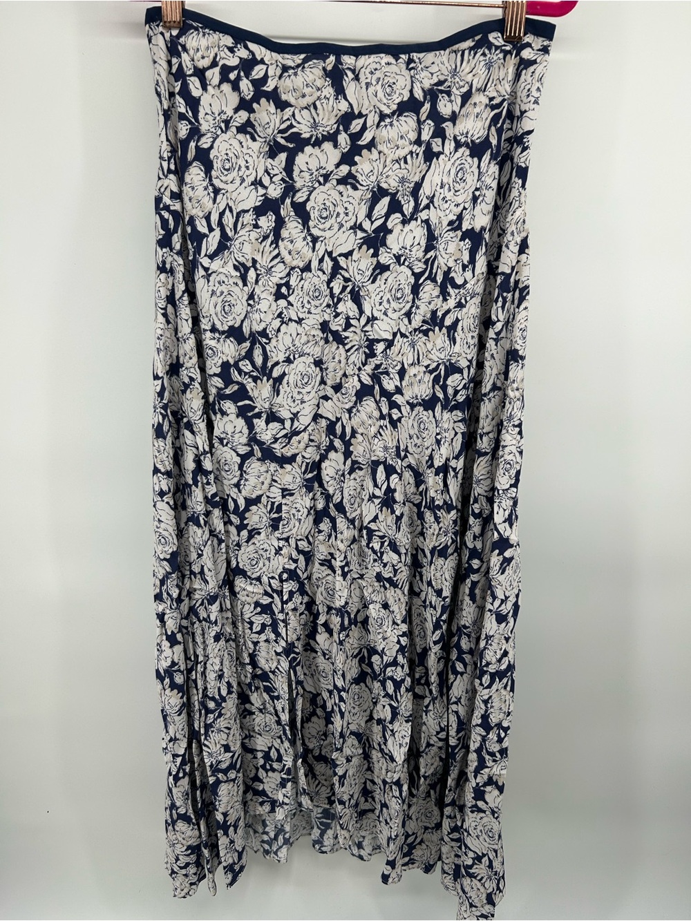 Margaret O'Leary Navy and White Floral Maxi Skirt